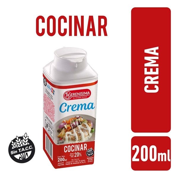 Crema De Leche Culinaria La Serenisima U.A.T. 200 Ml