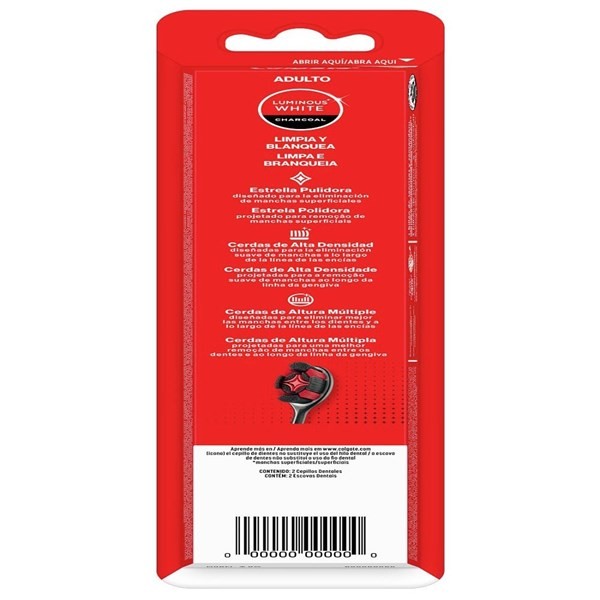 Cepillo Dental Colgate Luminous White Charcoal x 2 un alt