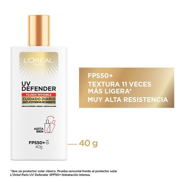 L'oreal París Uv Defender Fluido Invisible Protector Solar Fps50+ x 40 g alt