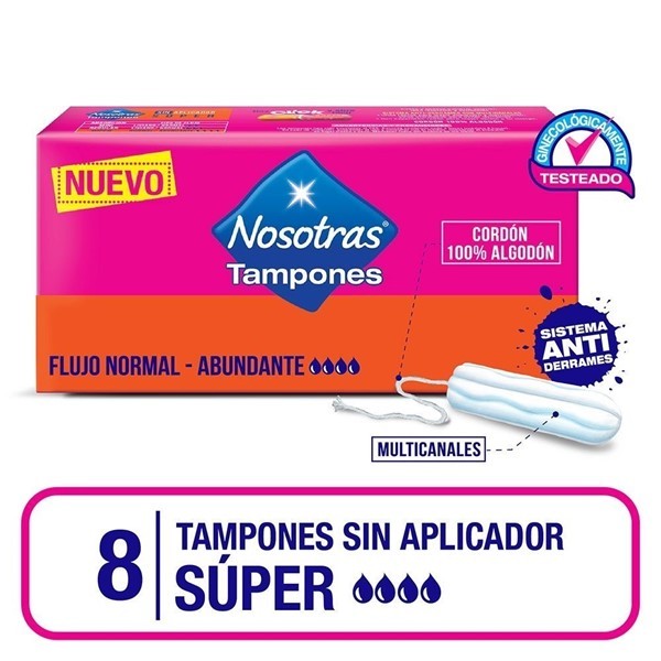 Tampones Sin Aplicador Nosotras Super X 8 Unidades alt