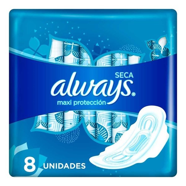 Always Seca Maxi Protección Toallitas Femeninas C/Alas x 8 U Unico #1