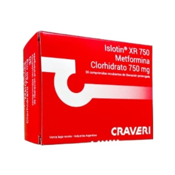Craveri Islotin Xr 750 Metformina 750 Mg x 30 Comp Recubiertos #1