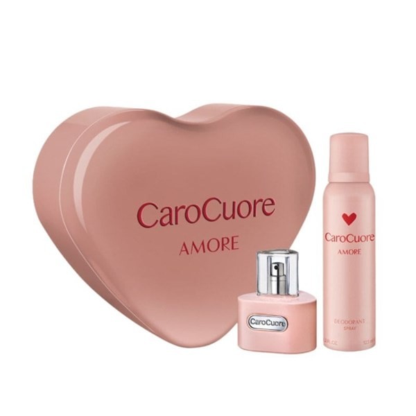 Caro Cuore Set Amore Edt 60 ml + Desodorante 123 ml en Lata Corazón Coleccionable Tamaño 3 Unid #1