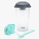 Ensaladera 700ml Vaso Tapa Tenedor Keep #2