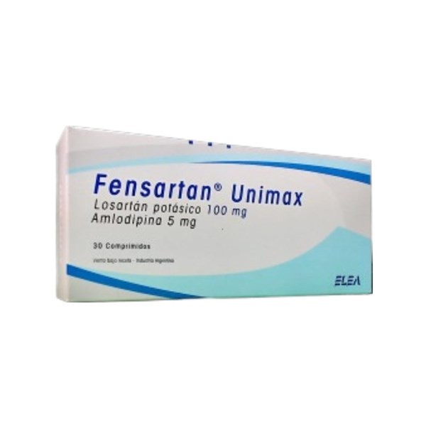 Elea Fensartan Unimax Amlodipina + Losartán Potásico 100 / 5 Mg x 30 Comp #1
