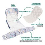 Pañal de Tela Baby Pelle Con Broches Animales Grises Multitalle Talle Multitalle #5