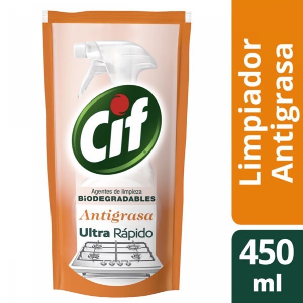 Cif Limpiador Antigrasa Biodegradable Doypack 450 Ml
