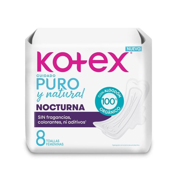 Kotex Toalla Femenina Nocturna Cuidado Puro Y Natural (8 Unidades) #1