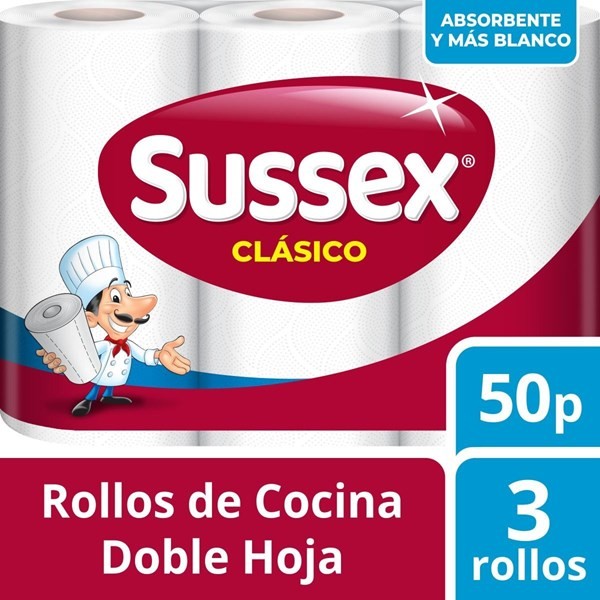 Sussex Rollos de Cocina Clásico Doble Hoja (3 Unidades)