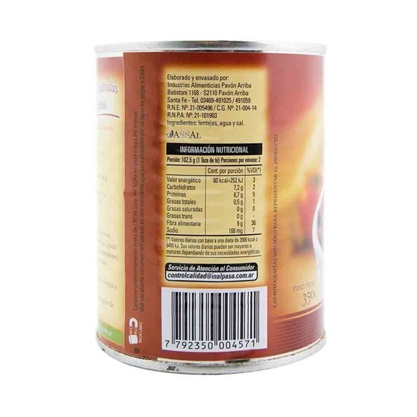 Lentejas Secas Remojadas Inalpa 350 Gr alt