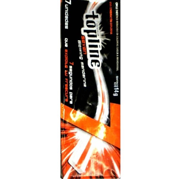 Chicles Topline 7 xplosive Mandarina Sin Azúcar x 14 g alt