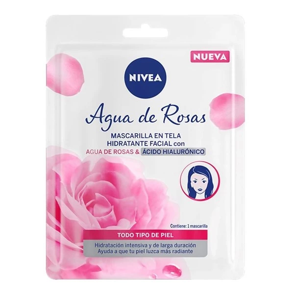 Mascarilla Facial de Tela Nivea Rose Care Hidratante 1 Unidad
