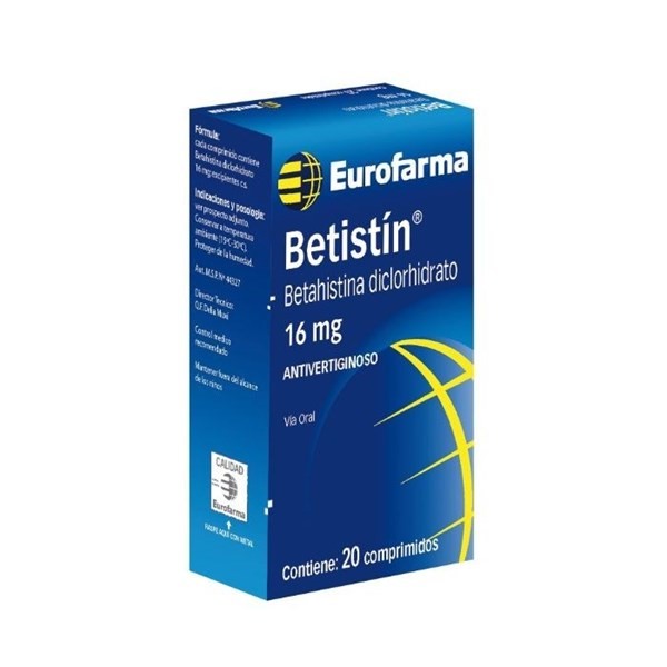 Betistin 16mg | 20 Comprimidos | Betahistina #1