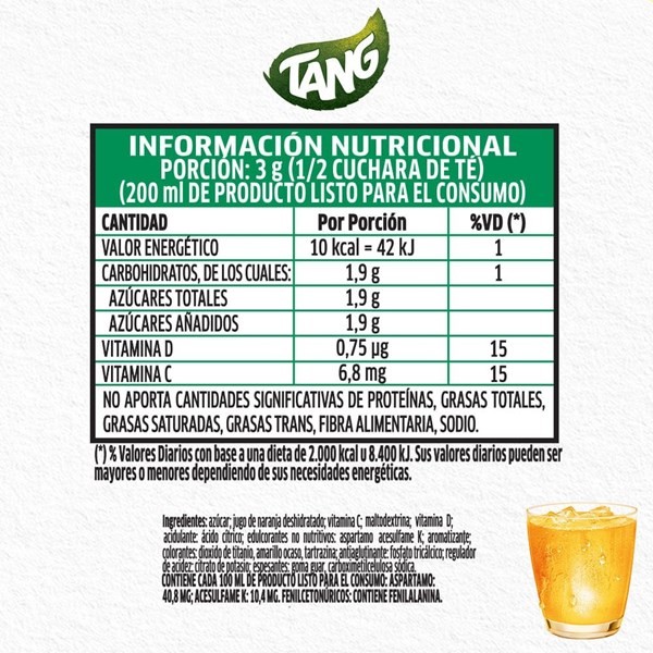 Jugo en Polvo Tang Sabor Naranja Mango 15 g alt