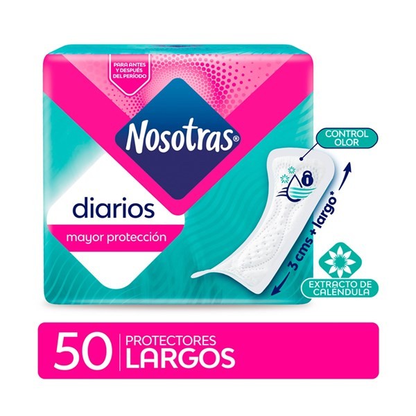 Protectores Diarios Nosotras Largo Con Calendula 50 Uni #1