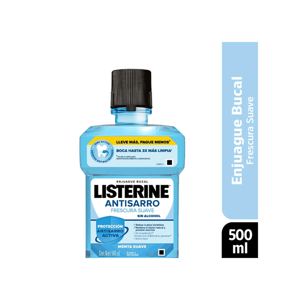 Enjuague Bucal Listerine Antisarro Sin Alcohol x 500 ml Capacidad #1