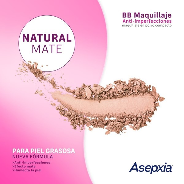 Asepxia Maquillaje en Polvo Tono Beige Claro 10 gr Natural Mate alt