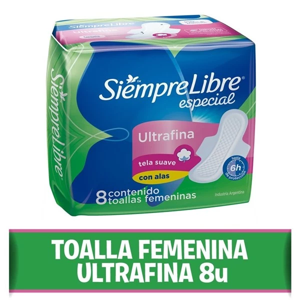 Siempre Libre Toallitas Femeninas Ultra Fina Super Con Alas (8 Unidades)