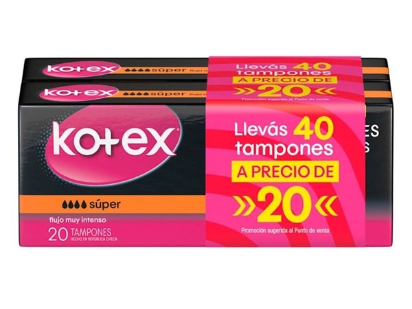 Kotex Tampones Super | 20 unidades | 2x1 (LLevás 40 y Pagás 20) #1