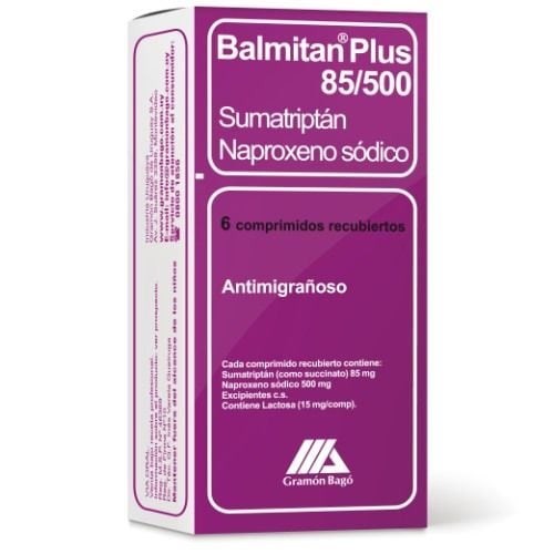 Balmitan Plus 85 Mg / 500 Mg | 6 Comprimidos | Sumatriptán + naproxeno #1