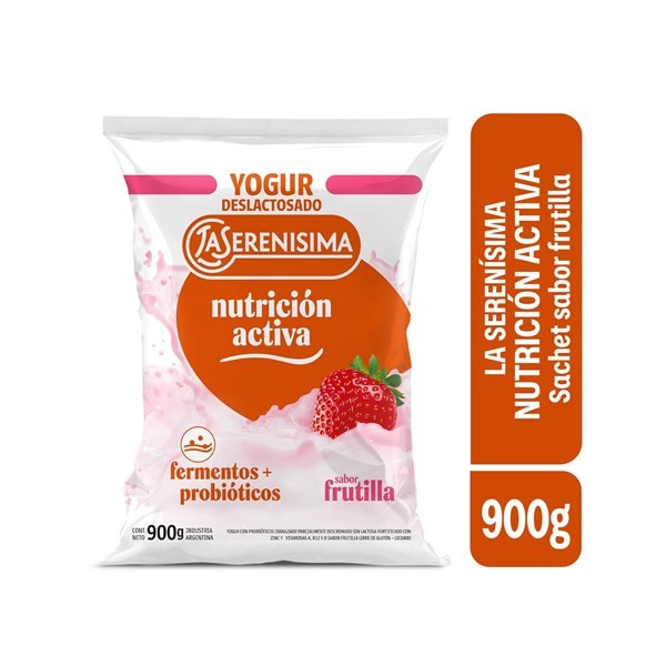 Yogur Sachet Deslactosado Sabor Frutilla la Serenísima Nutrición Activa 900 Grs #1