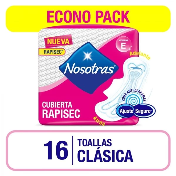 Nosotras Toallas Femeninas Clásicas Rapisec (16 Unidades)