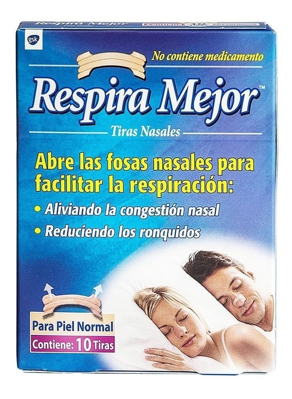 Respira Mejor Tiras Nasales Piel Normal x 10 Tiras #1