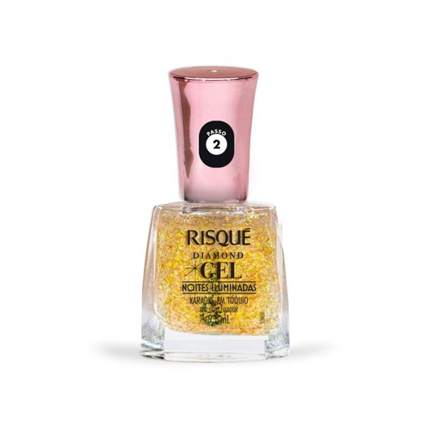 Risque Esmalte de Uñas Top Coat en Gel Diamond Noches Iluminadas Karaoke en Tokyo #1