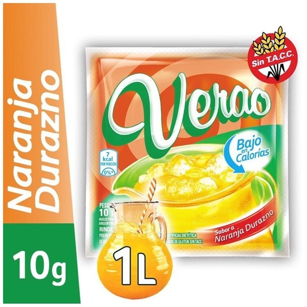 Jugo En Polvo Verao Naranja - Durazno 10 Gr #1