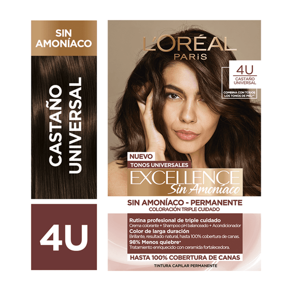 Tintura Permanente Excellence Sin Amoniaco 3 Castaño Oscuro @ #2A211a #1