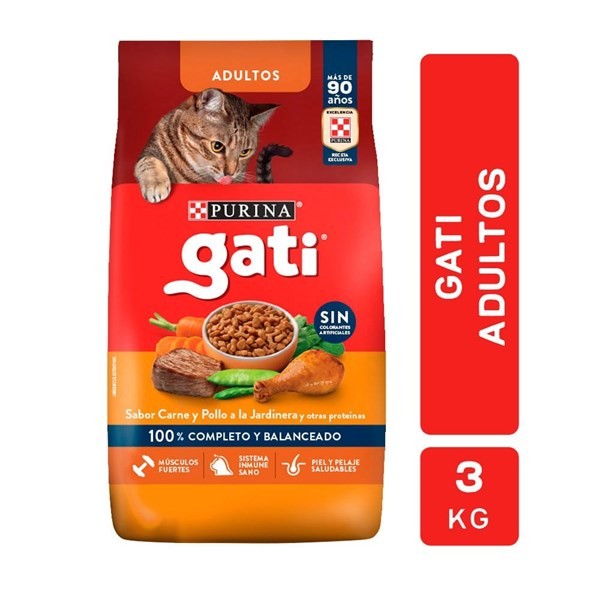 Alimento Para Gato Gati Adultos Sabor Carne Y Pollo 3 Kg #1
