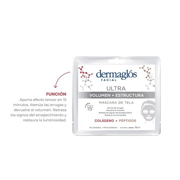 MASCARILLA DE TELA DERMAGLÓS ULTRA VOLUMEN + ESTRUCTURA X 15 ml alt