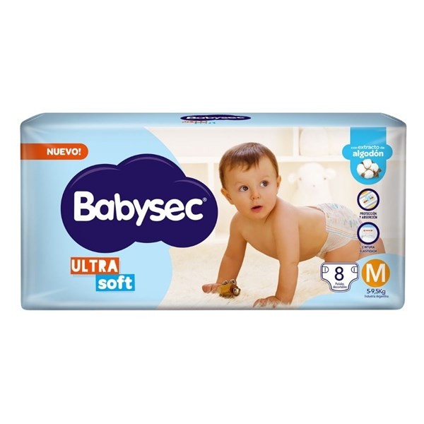Pañal Ultrasoft M Babysec 8 Ud. #1