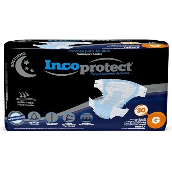 Pañales Para Adultos Incoprotect Nocturno G | 30 Unidades