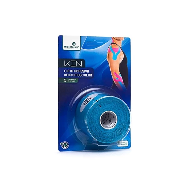 Hipoalergic Cinta Adhesiva Para Taping Neuromuscular Kin 5 cm x 5 m Azul (1 Unidad)