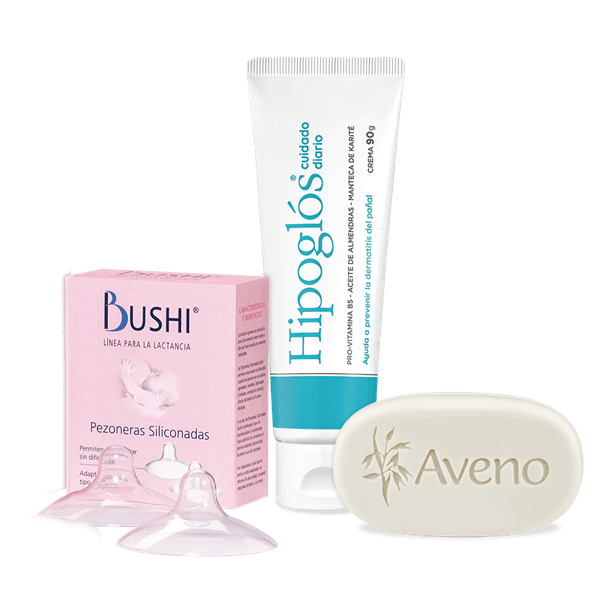 Kit Crema Hipoglós + Jabón Aveno + Pezoneras Bushi