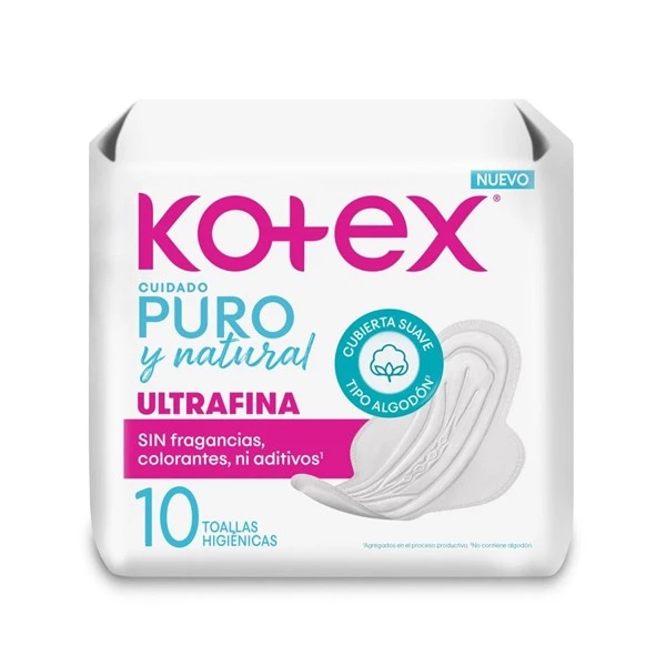Kotex Toalla Femenina Puro Y Natural Ultrafina (10 Unidades) alt