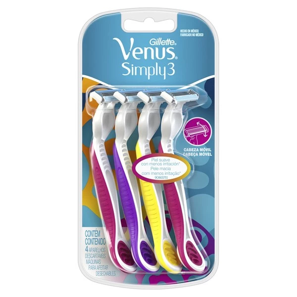 Gillette Máquina Para Afeitar Descartable Venus Simply3 (4 Unidades)