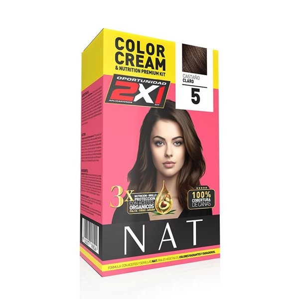 Nat Tintura en Kit Doble Aplicación Color 5 Castano Claro #1