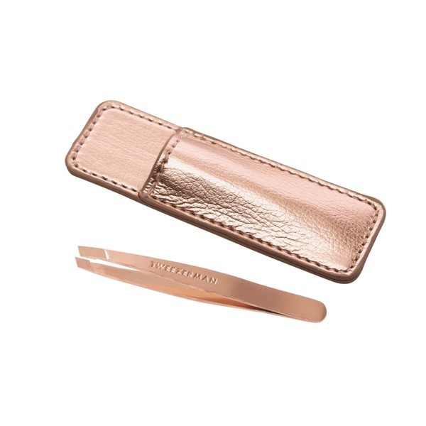 Tweezerman Mini Pinza Punta Inclinada en Estuche Color Oro Rosa alt