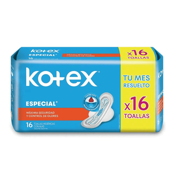 Toallas Femeninas Kotex Esencial Normal Con Alas x 16 un #1