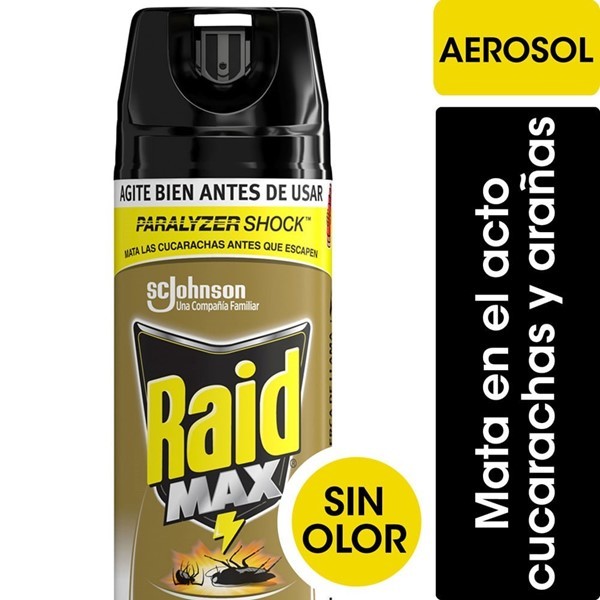 Insecticida Raid Mata Cucarachas Y Arañas Sin Olor Max En Aerosol 360cc #1