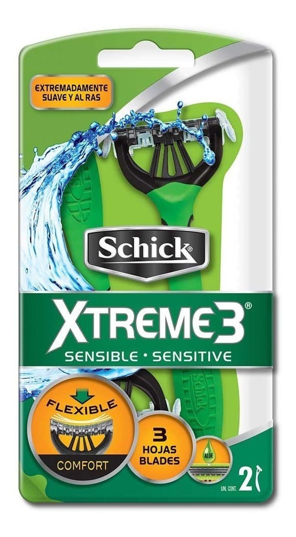 Schick Maquina de Afeita 3 xtreme Piel Sensible (2 Unidades)