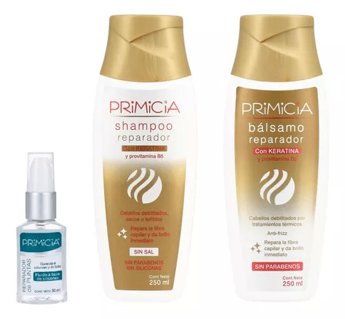 PRIMICIA PACK | Shampoo Reparador Keratina 250 ml + Acondicionador Reparador Keratina 250 ml + Reparador Puntas 30 ml #1