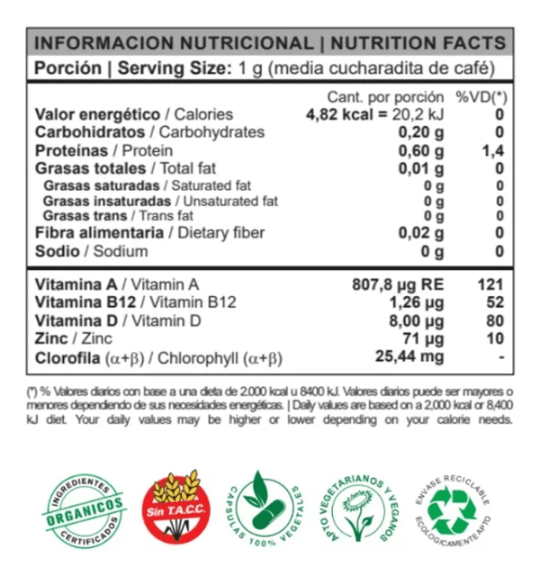 Chlorella Pura Organikal en Polvo Hg 50 g alt