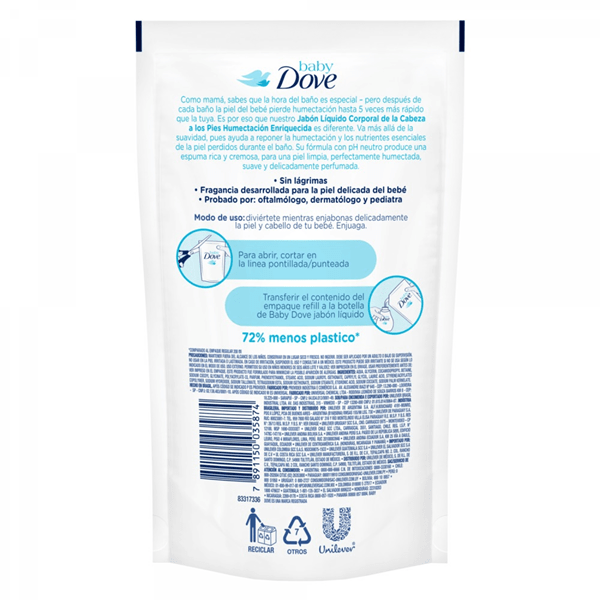 Dove Jabón Líquido Baby Humectación Enriquecida Refill 180 ml alt