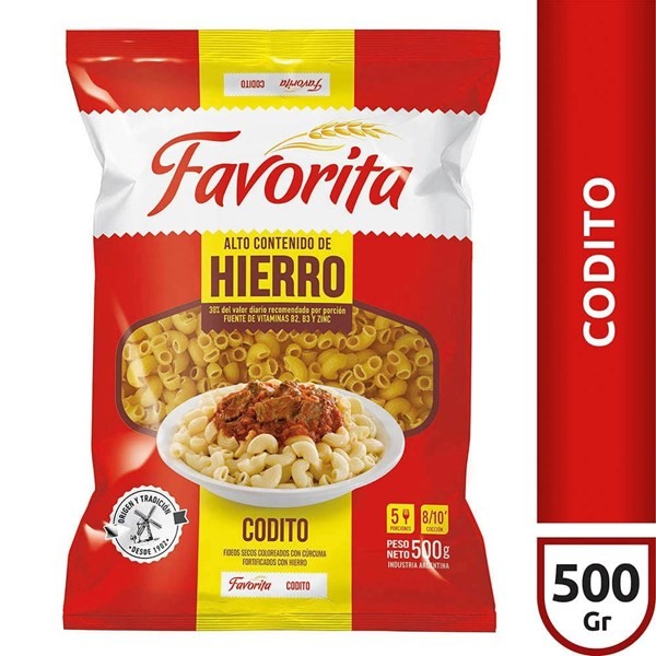 Fideos Favorita Codito Hierro 500 Xg
