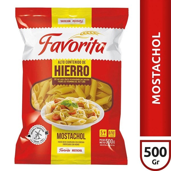 Fideos Favorita Mostachol Hierro 500 Xg