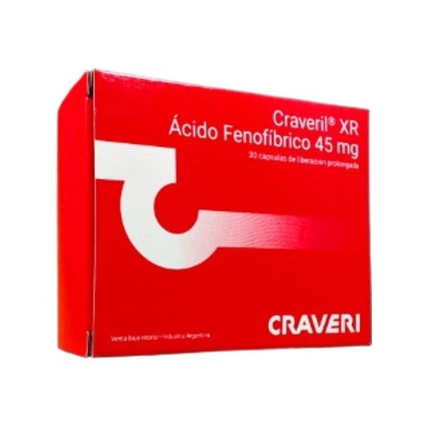 Craveril Xr 45 Mg Fenofíbrico, C. x 30 Cápsulas #1