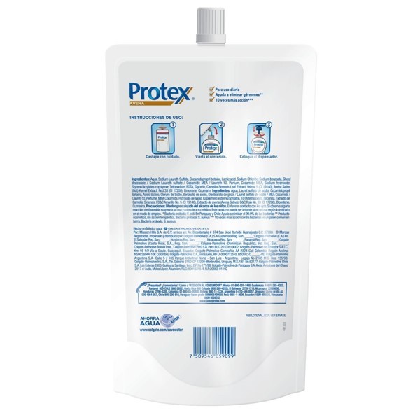 Protex Jabón Líquido Para Manos Avena 500 ml alt